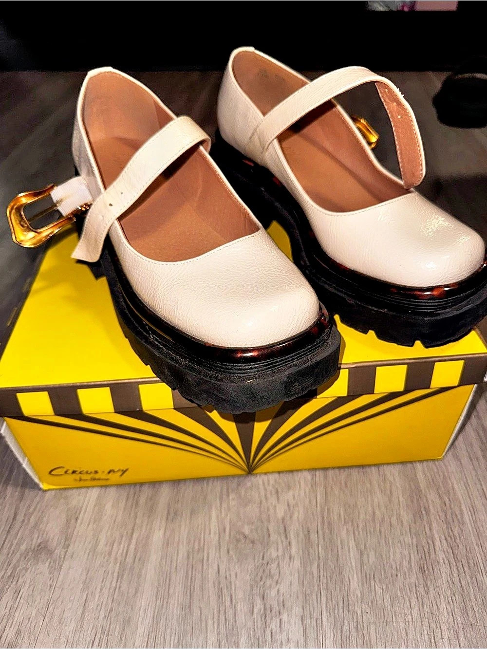 Circus by Sam Edelman Nellie Ivory Patent Mary Jane Platform shoes